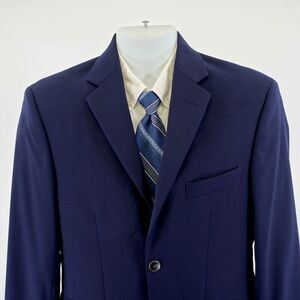 Pronto Uomo Textured‎ Basketweave Wool Blue 36S 2 Button Blazer